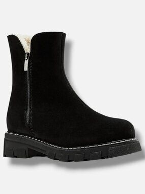 La Canadienne Women's Black Adriana 38MM Suede Side-Zip Ankle Boots 5M